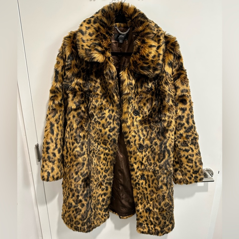 J. Crew Faux Fur Leopard Coat